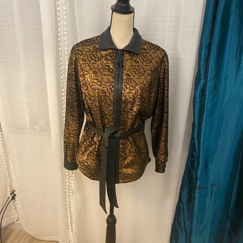 Talon golden/ black genuine leather jacket, S